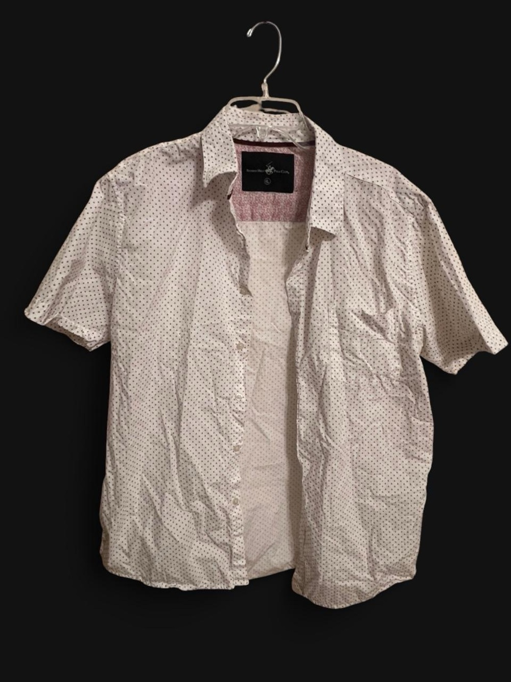Beverly Hills Polo Club White Short-Sleeve Microdot Button-Down Shirt